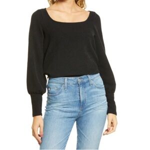 NWT Madewell Ottoman Rib Square-Neck Long Sleeve Top